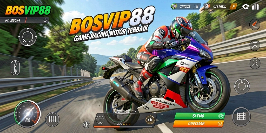 Screenshot gameplay menampilkan balapan motor yang menegangkan.