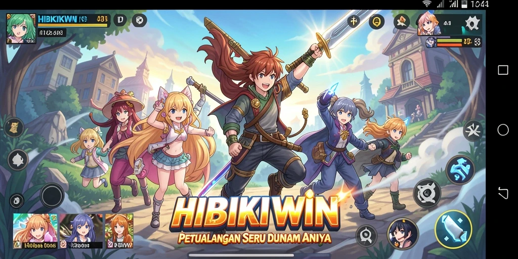 Tampilan gameplay seru HIBIKIWIN dengan karakter anime yang menarik.