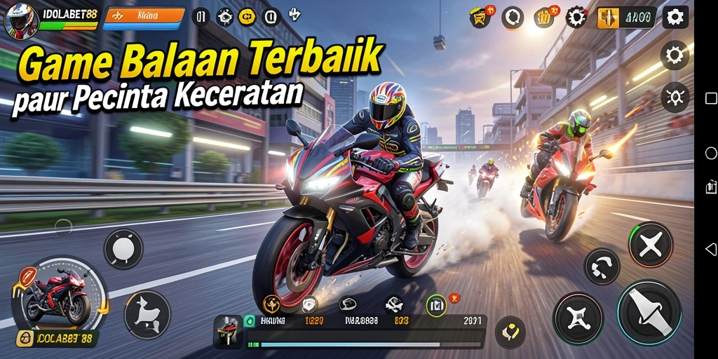 Gameplay mendebarkan dalam IDOLABET88 saat balapan motor.