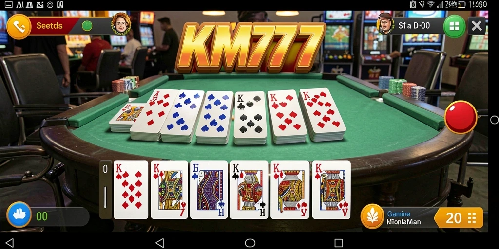 Tampilan gameplay KM777 dengan suasana domino yang seru.