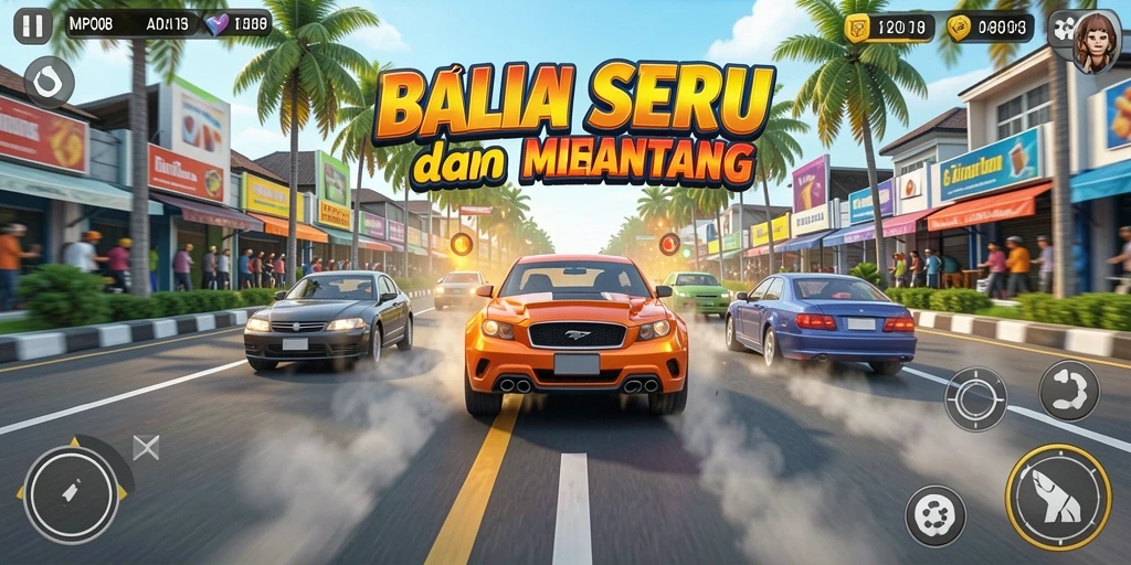 Tampilan gameplay seru dan menantang dalam MPO08 saat balapan.