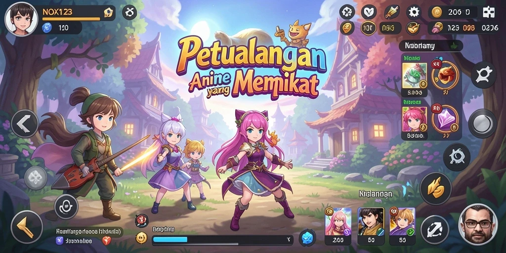 Tangkapan layar gameplay NOX123 menampilkan aksi seru dalam dunia Anime.