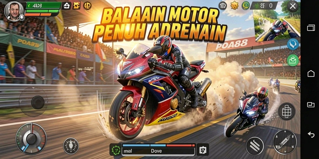 Gameplay mendebarkan dari balapan motor di POA88.