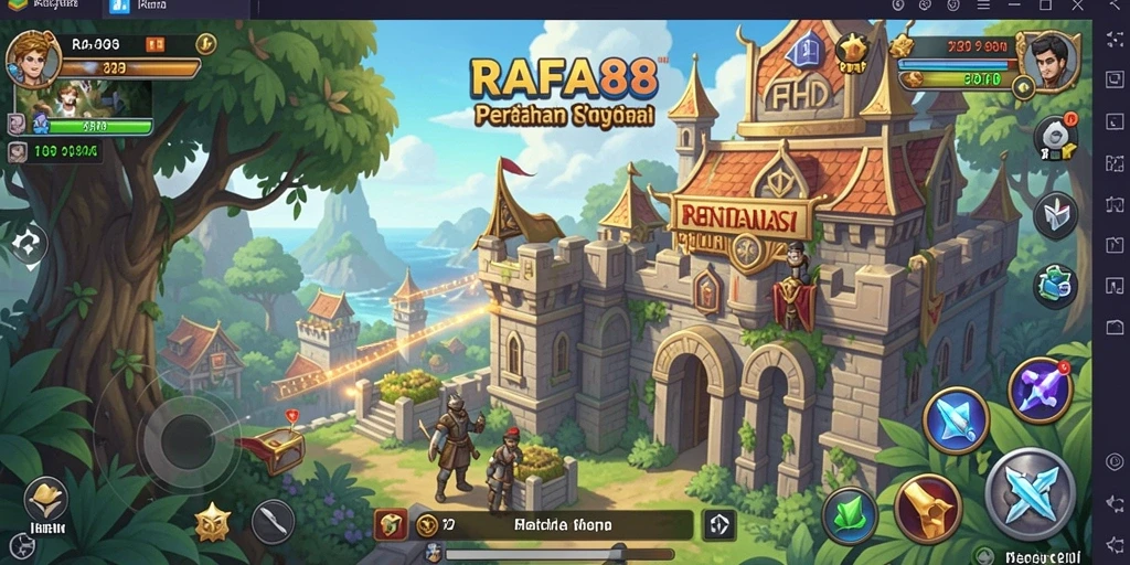 Screenshot menunjukkan menara yang sedang menyerang musuh di RAFA88.