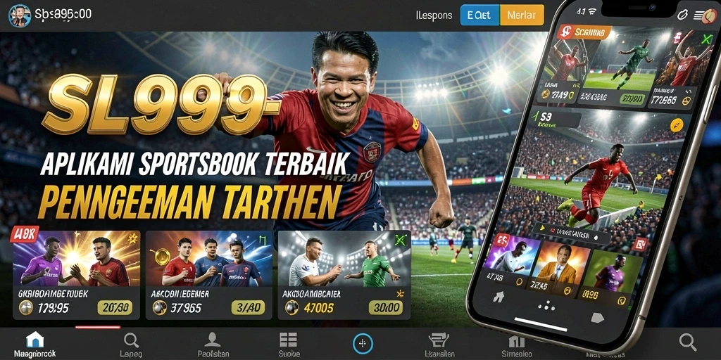 Tangkapan layar utama SL999 menunjukkan antarmuka pengguna yang menarik dan informasi taruhan.