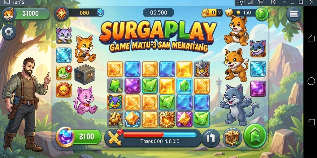 Screenshot gameplay SURGAPLAY menampilkan aksi seru dalam mencocokkan objek.