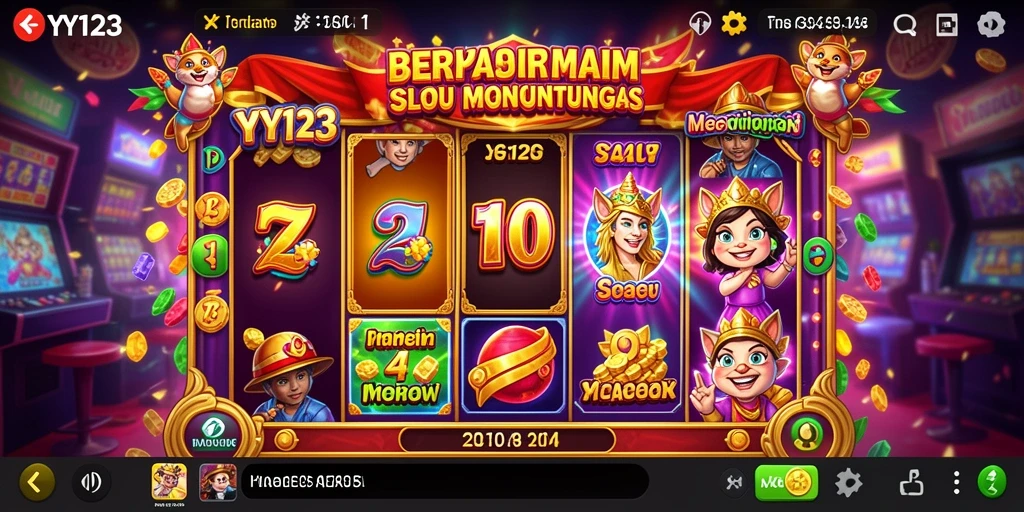 Screen utama YY123 dengan gameplay Slot yang mendebarkan.